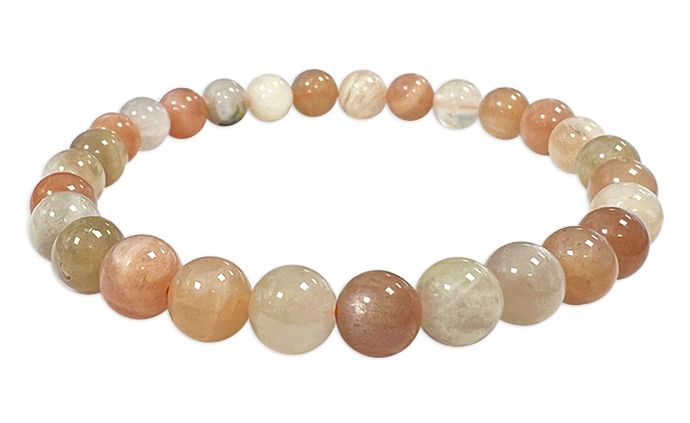 Bracciale Moonstone multicolore perline A 6mm