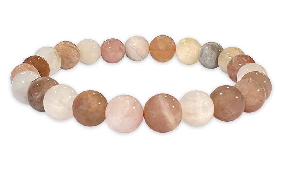 Bracciale multcolore perline in pietra di luna 8mm