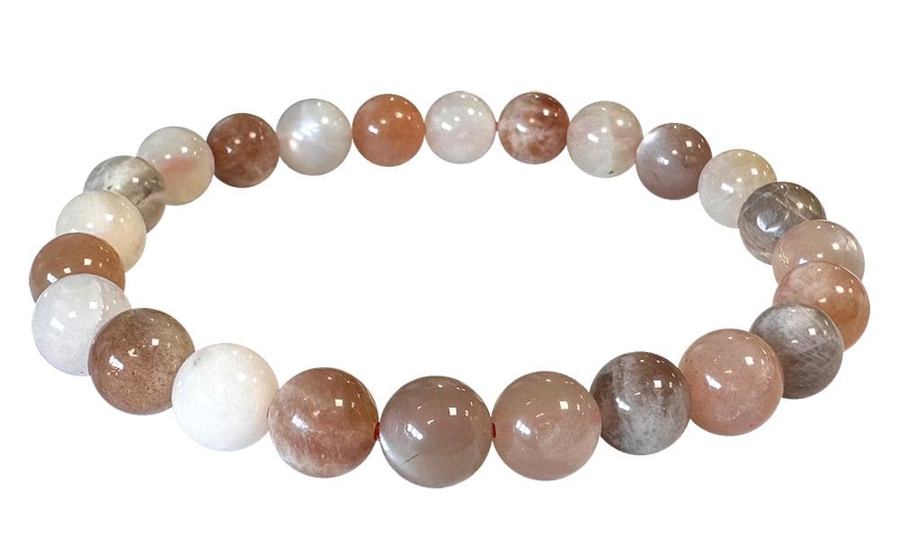 Bracciale Moonstone multicolore perline AA 8mm