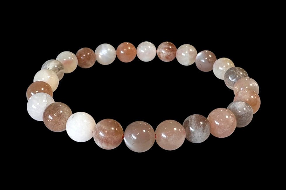 Bracciale Moonstone multicolore perline AA 8mm