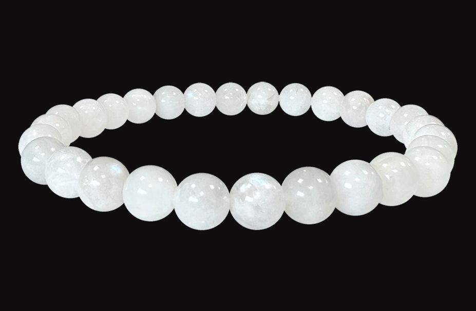 Bracciale pietra di luna bianca A perline 6mm