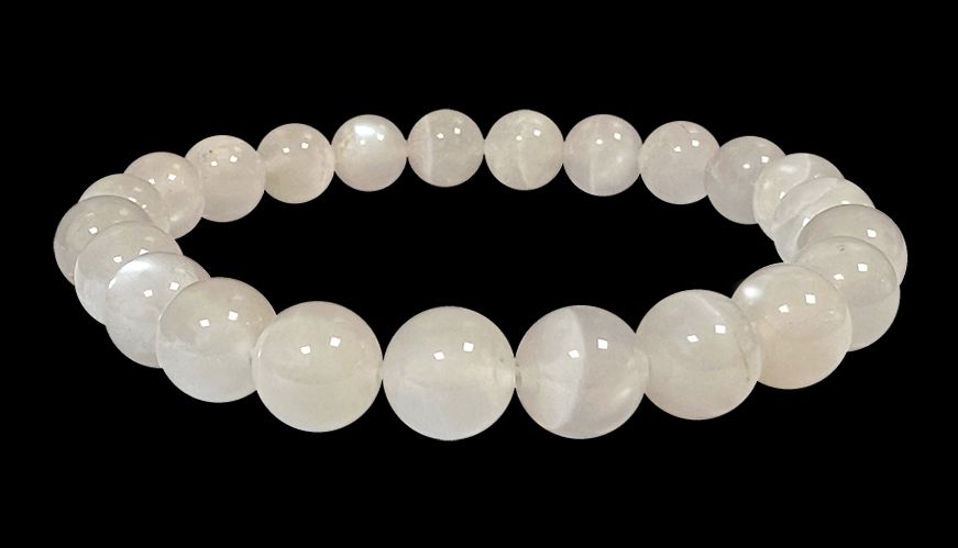 Braccialetto Pietra di Luna Grigia A perle 8mm