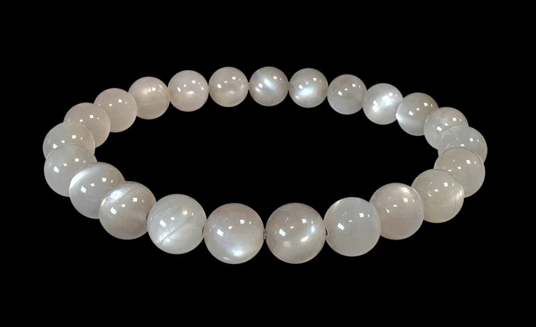 Bracciale pietra di luna grigia perline AAA 8mm