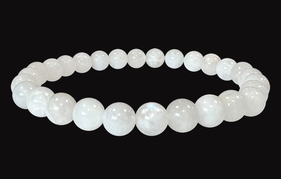 Bracciale pietra di luna bianca perline 6-7mm