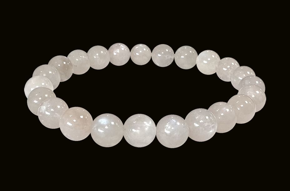 Bracciale pietra di luna bianca Peristerite A perline 7.5-8.5mm