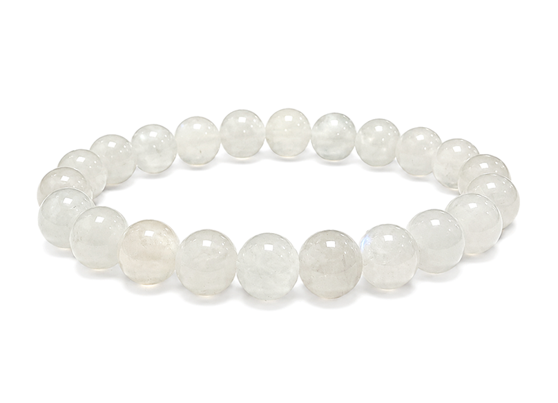 Bracciale in Pietra di Luna Bianca Peristerite AA perle 8mm