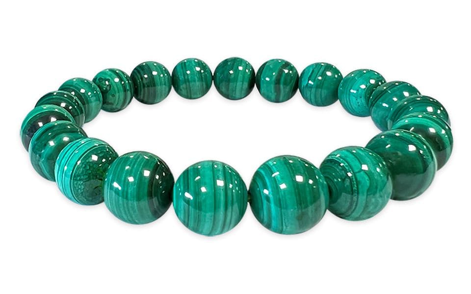 Bracciale in malachite AA perle 10mm