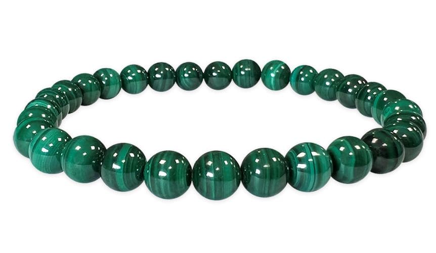 Bracciale in malachite scura con perline AAA da 6 mm