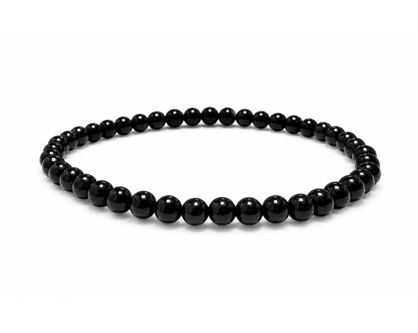 Bracciale Ossidiana Nera A perle 4mm