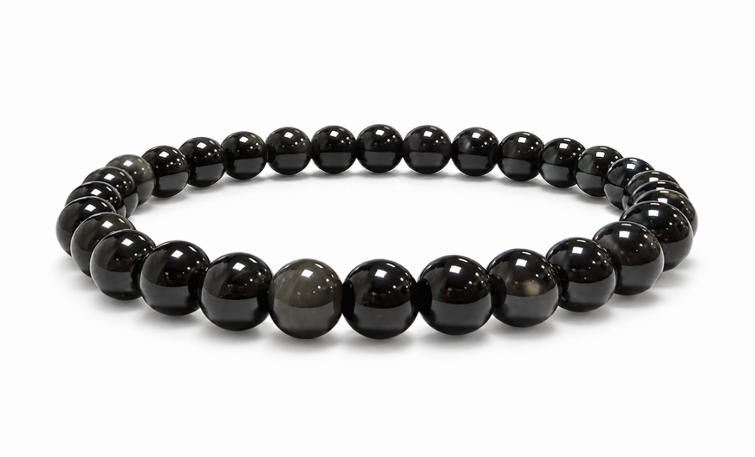 incenso ad Bracciale Ossidiana Occhio Celeste Rainbow A perle 6mm