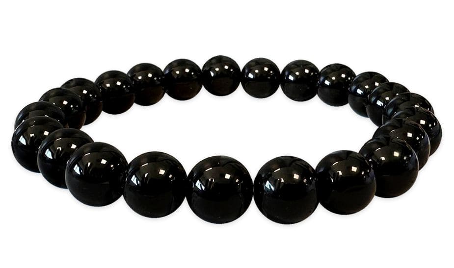 Bracciale in onice nero A con perline da 8 mm