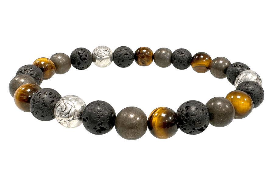 Bracciale Occhio di tigre, pirite, Lavica & Charms A 8mm