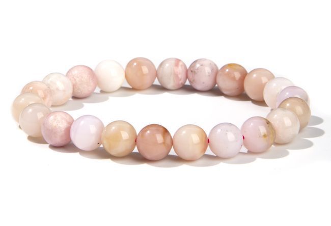 Bracciale in opale rosa con perle da 8 mm