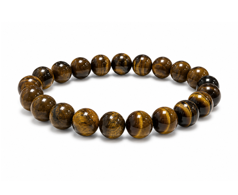 incenso ad Bracciale in Occhio di Tigre AB con Perle da 12mm