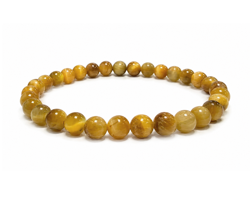 incenso ad Bracciale in Occhio di Tigre Dorato AA con Perle da 6mm