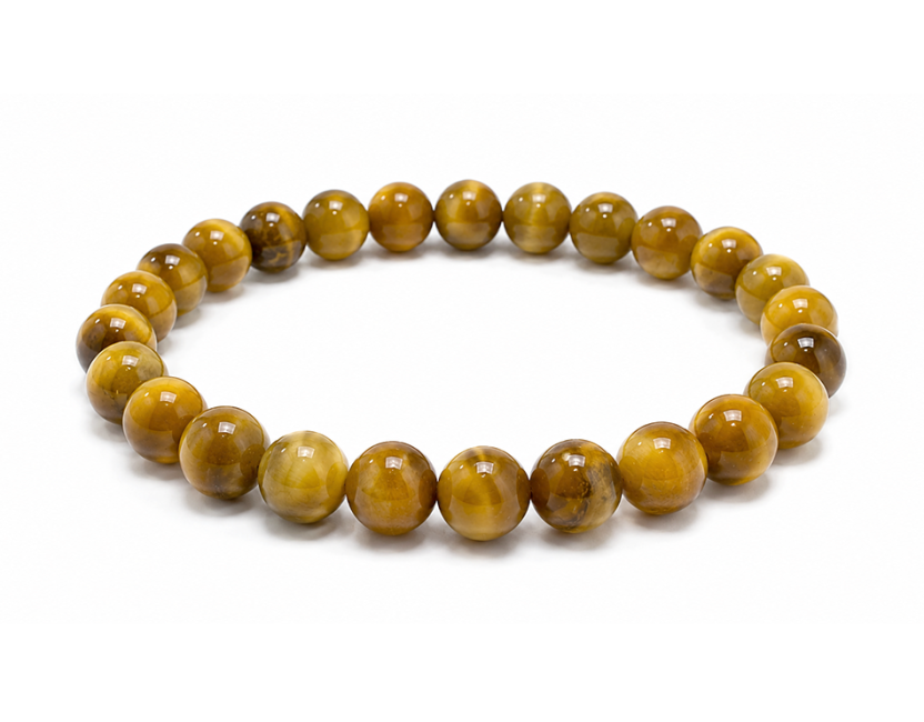 Bracciale in Occhio di Tigre Dorato AA con Perle da 8mm