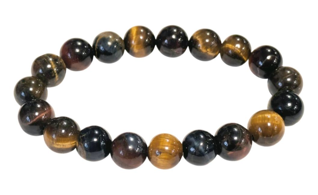 Bracciale occhio di tigre multi perline A 10 mm