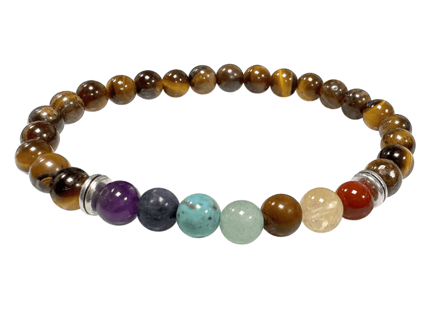 Perle bracciale Occhio di tigre 7 chakras A 6mm