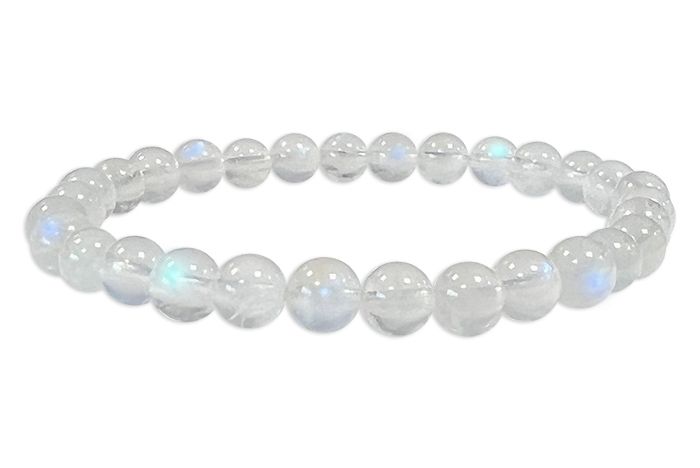 Bracciale in pietra di luna bianca AAA con peristerite, perline da 6 mm