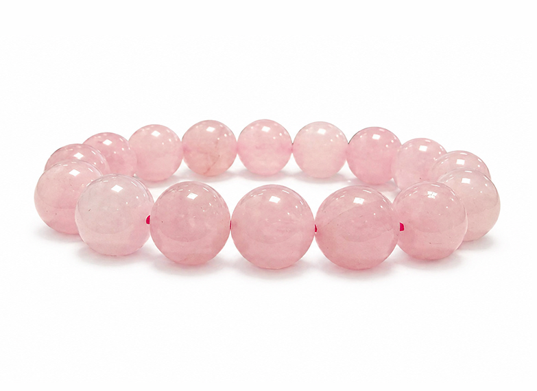 Bracciale in Quarzo Rosa A perle 12mm