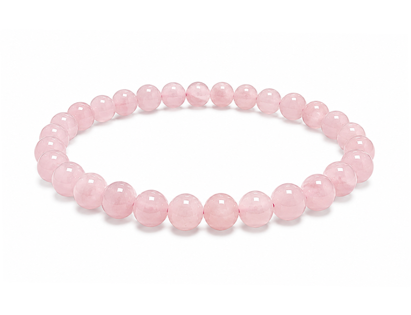 Bracciale Quarzo Rosa AB perle 6mm