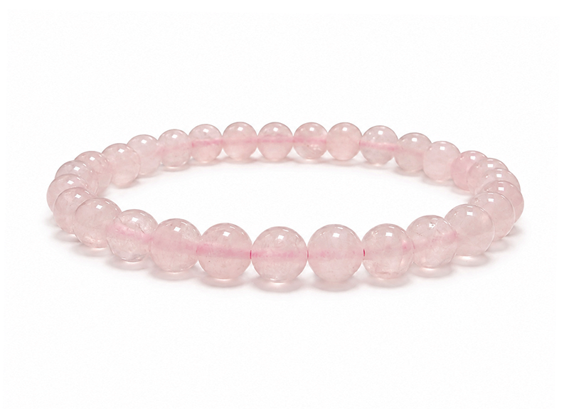 Bracciale Quarzo Rosa A perle 6-7mm