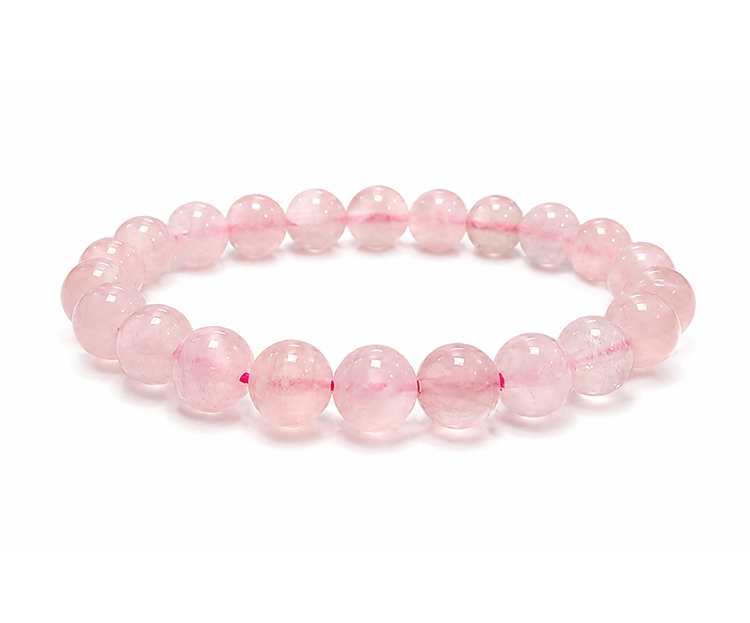 Bracciale Quarzo Rosa A perle 8mm