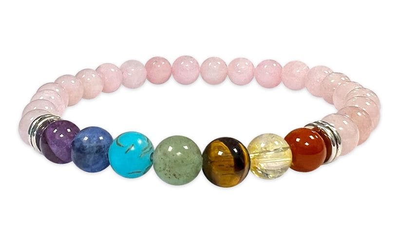 Perle braccialetto di quarzo rosa 7 chakras 6mm