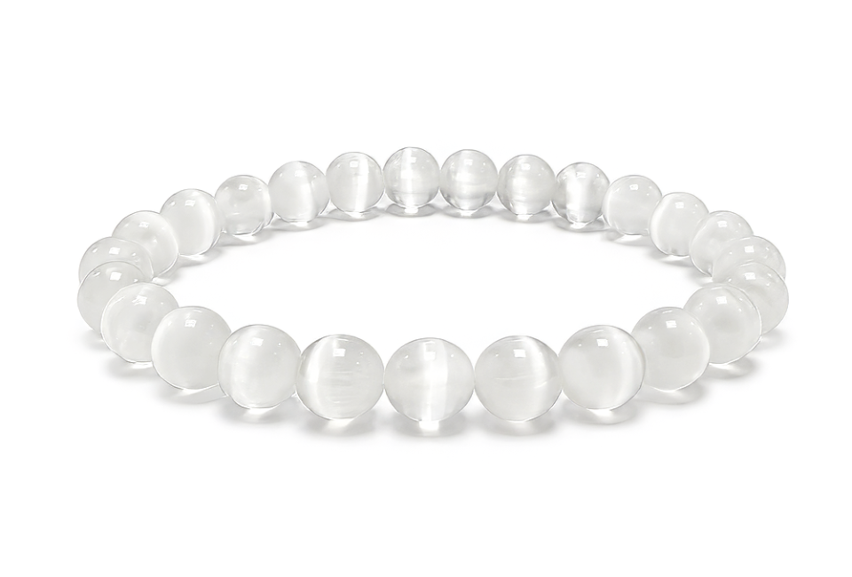 incenso ad Bracciale in Selenite Occhio di Gatto A perle 6mm