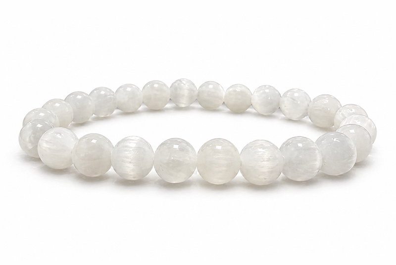 Bracciale in Selenite Occhio di Gatto A perle 8mm