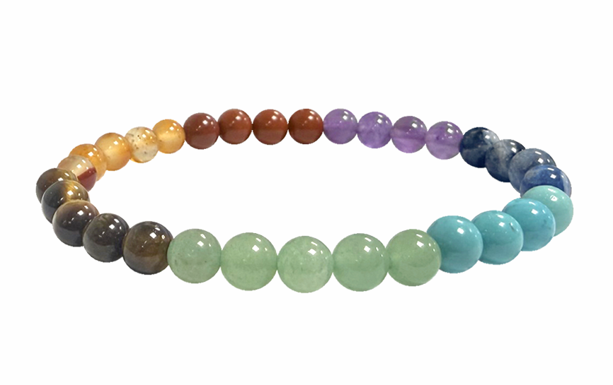 Bracciale 7 chakra perline A 6mm