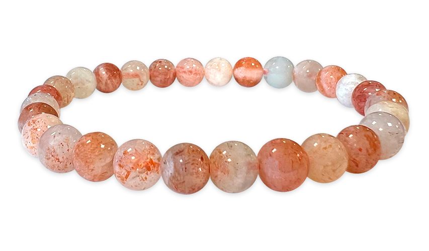 Bracciale in pietra del sole multicolore con perline AA da 6-7mm