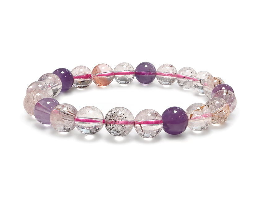 incenso ad Bracciale in Super Seven AA Quarzo a Inclusioni Perle 8–9 mm