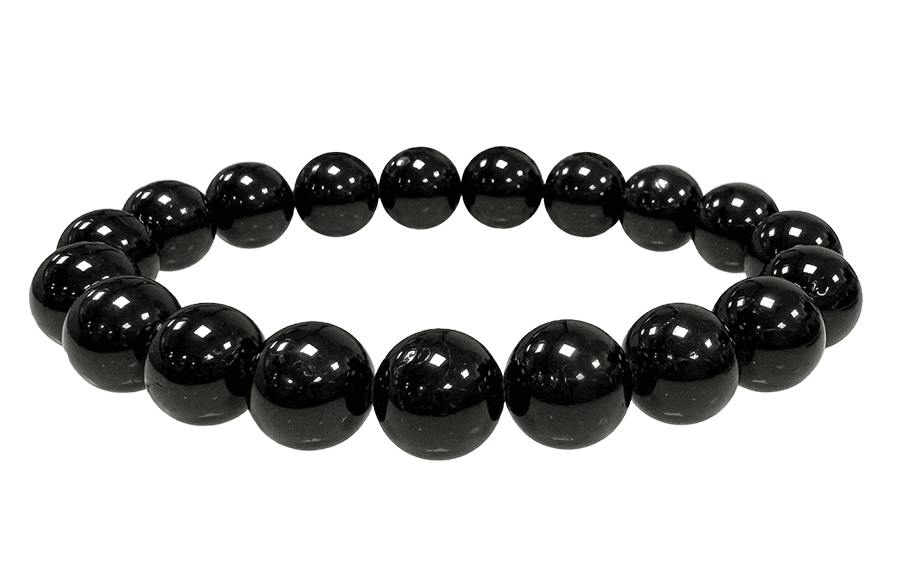 Bracciale in tormalina nera A perline da 10 mm