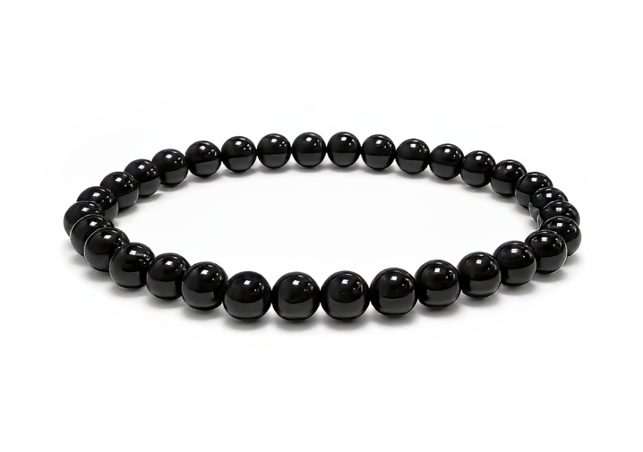 incenso ad Bracciale in tormalina nera con perline da 5,5-6,5 mm