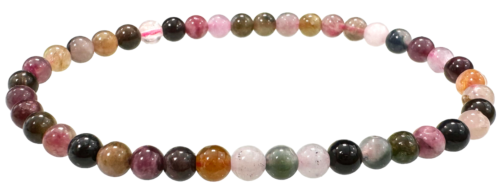 Bracciale in tormalina multicolore con perline da 4 mm