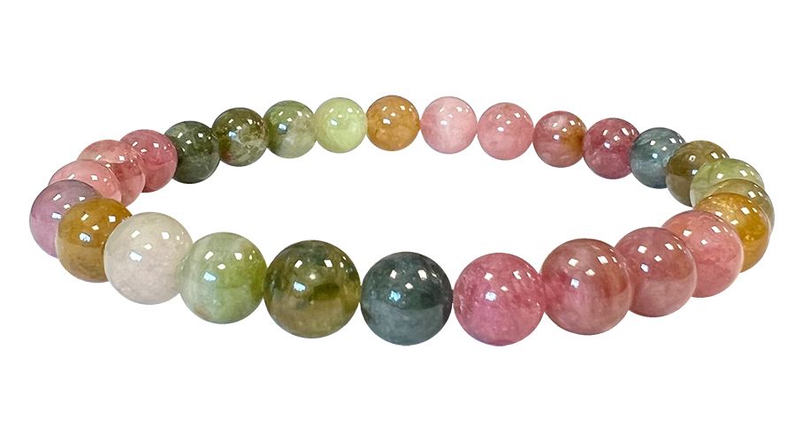 Bracciale in Tormalina multicolore perline AAA da 6.5-7mm