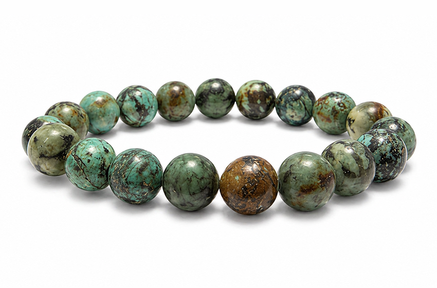 Bracciale in Turchese Naturale d’Africa AB perle 10mm
