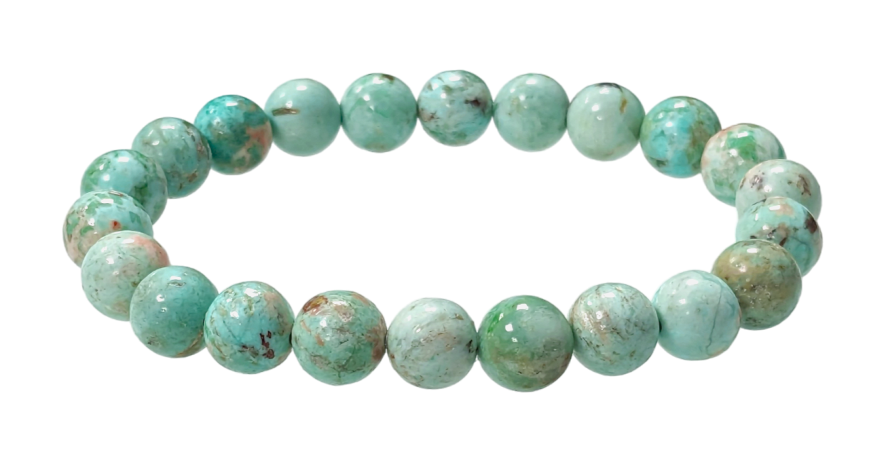Bracciale con turchese naturale peruviano, perline AA da 8 mm