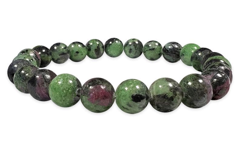 Bracciale Zoisite con rubini A perle da 8-9 mm