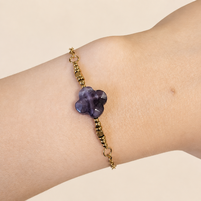 Bracciale Portafortuna in Ametista A – Trifoglio