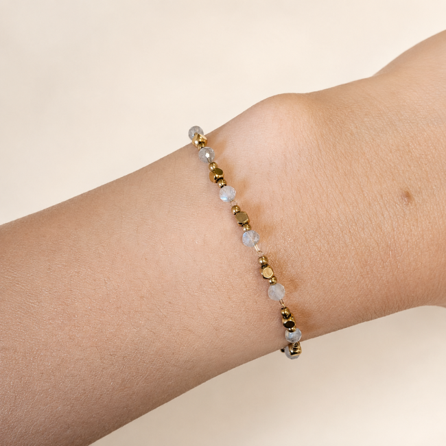 incenso ad Bracciale energetico in labradorite AA – Perline dorate