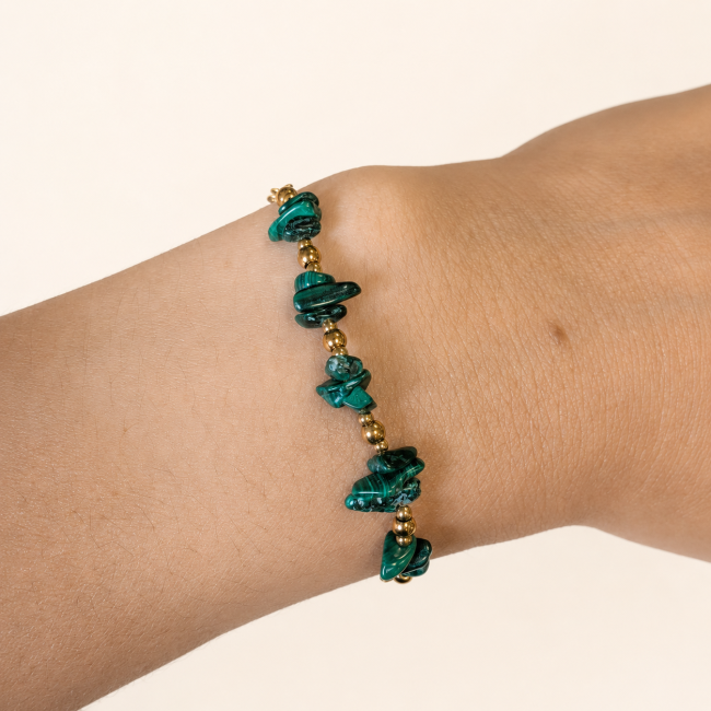 Bracciale Energia in Malachite A – Frammenti di Pietra