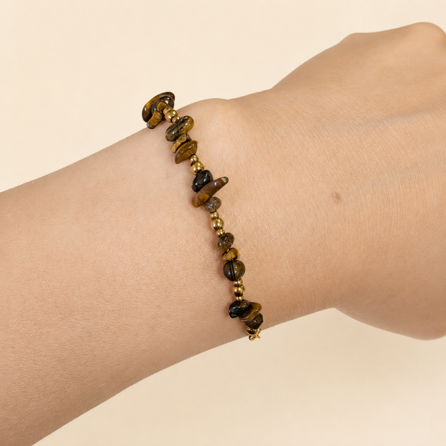 Bracciale Energia in Occhio di Tigre A – Frammenti di Pietra