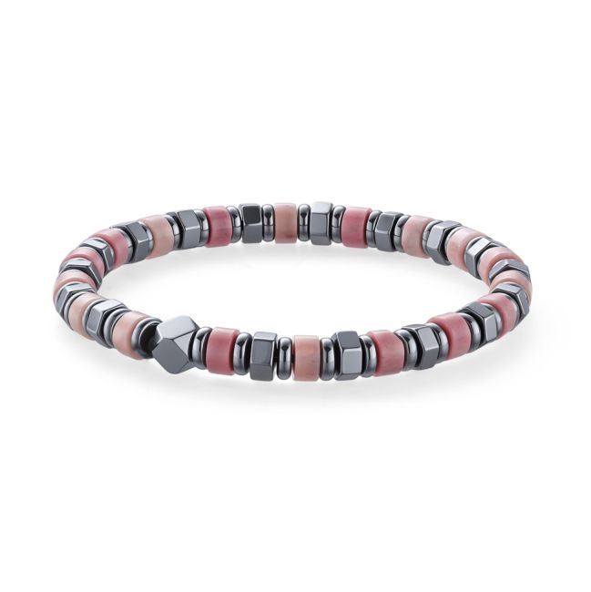 Bracciale in rodonite ed ematite, 6 perle da 3 mm