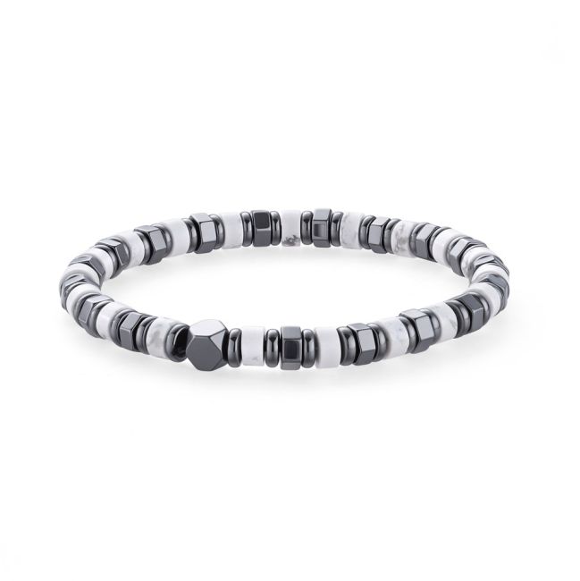 Bracciale in howlite ed ematite, perle da 6 mm