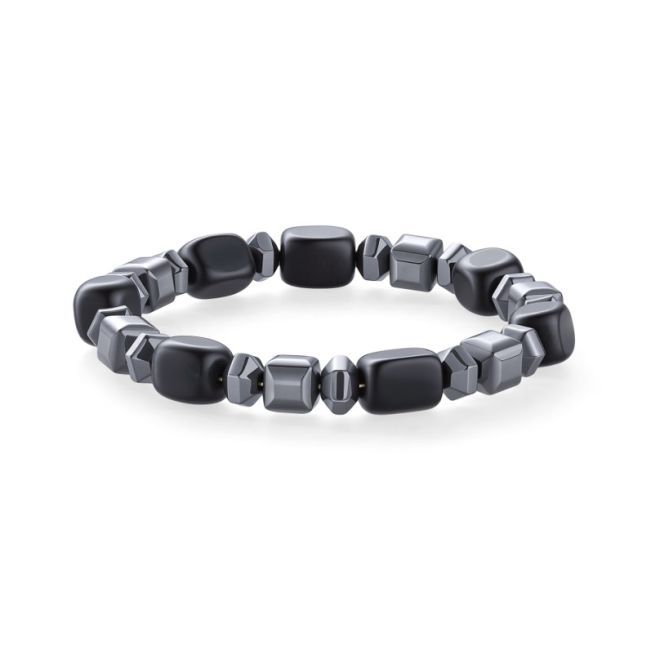 Bracciale in Ossidiana Nera ed Ematite A perle 8mm