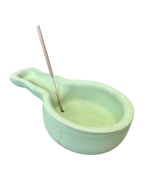 Bruciatore in terracotta fatto a mano verde pastello