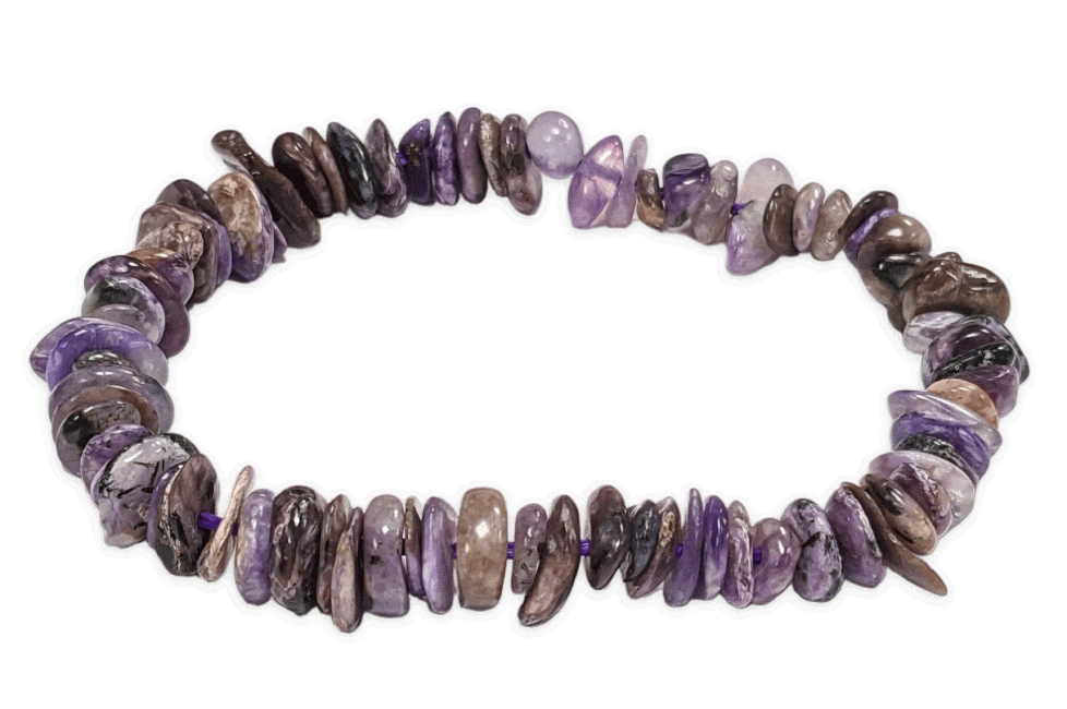 Bracciale in charoite chip AA da 5-8 mm