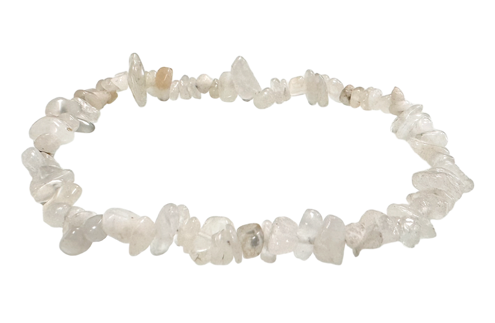 Bracciale in pietra di luna peristerite bianca A chip 3-5 mm 18 cm